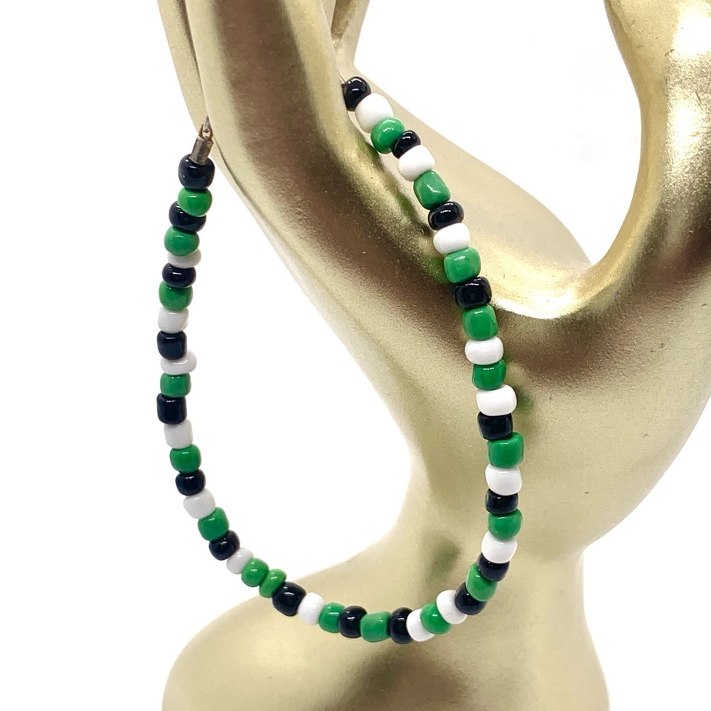 [Emerald Supreme] Green Black & White Seed Bead Bracelet